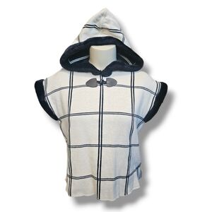 Tahari short sleeve sweater top with hood. Faux fur lined. 7/8